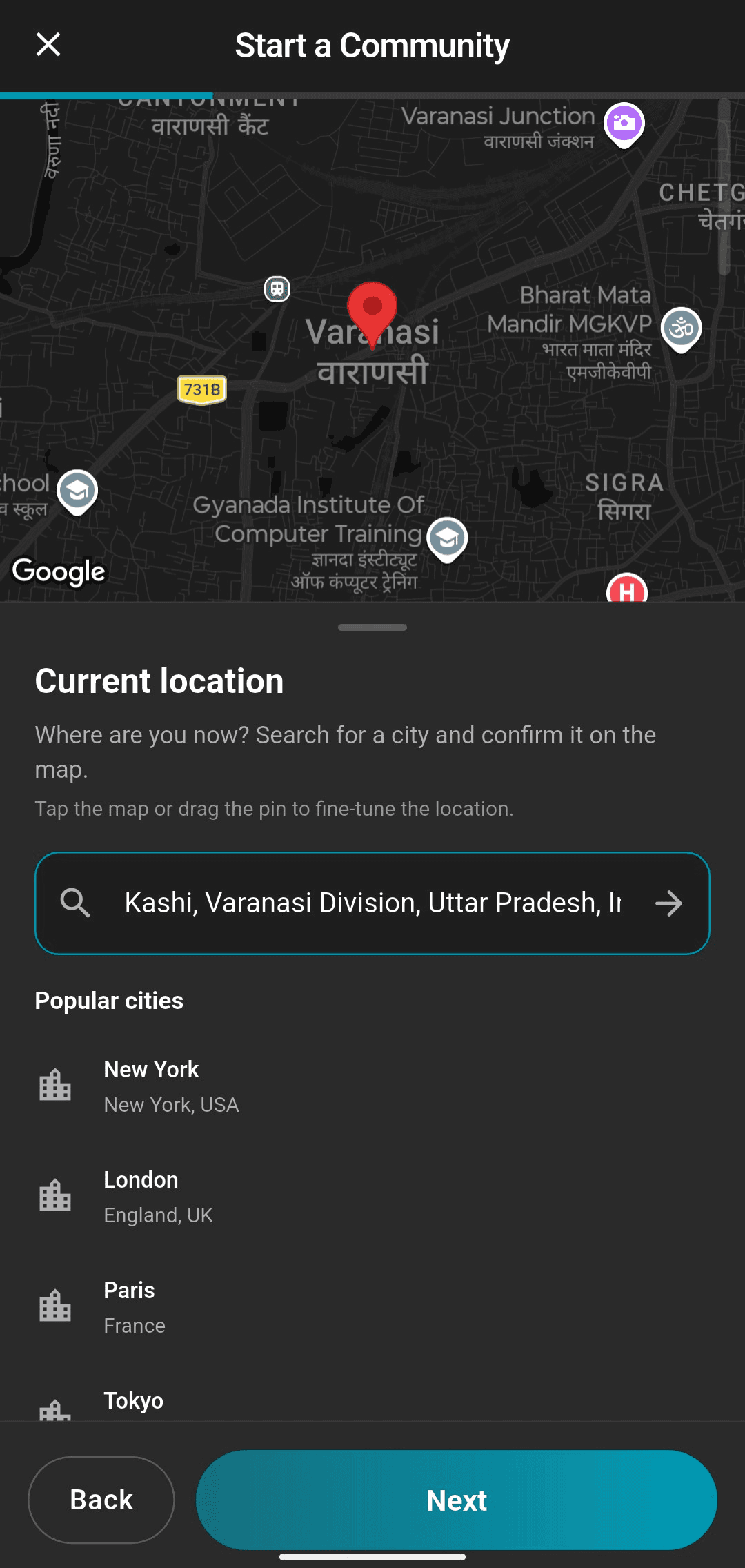 Start a community — destination